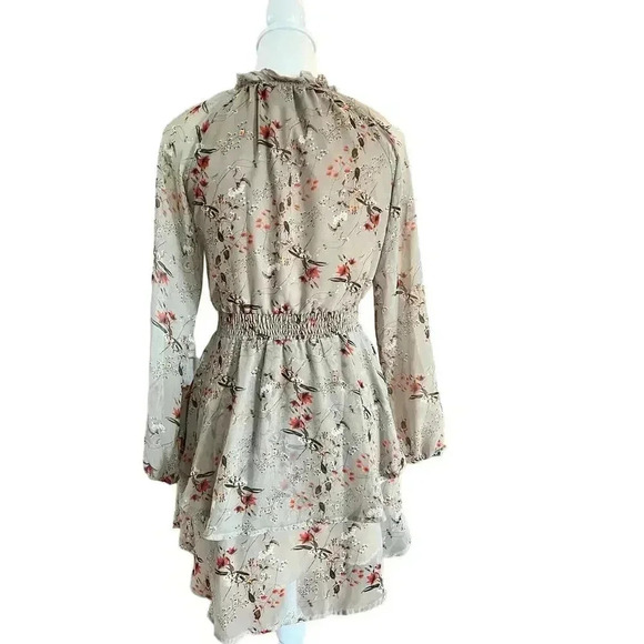 ALLEGRA K ruffled floral layered tiered chiffon smocked waist dress size xs - Picture 11 of 12